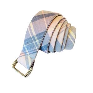 Belt: R Hanauer Plaid Silk Fabric Pastels Pink Blue Mens or women's adjustable